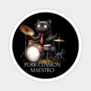 Funny Cat Playing Drums Kitten Band Drummer Magnet